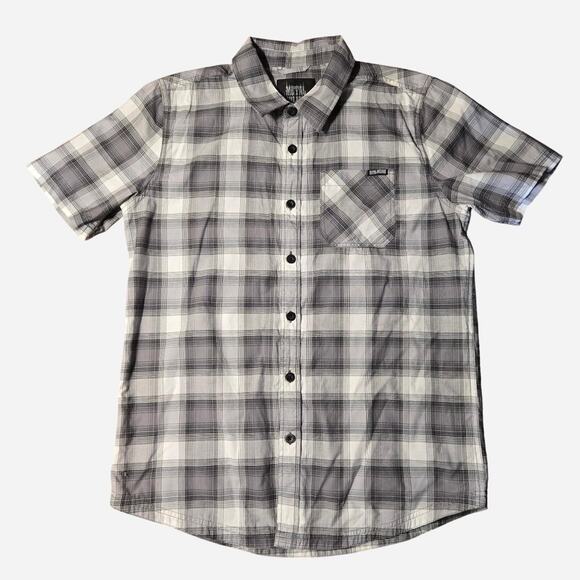 Metal Mulisha grey and white button up shirt size small - Picture 1 of 7
